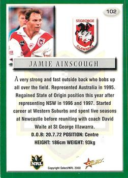 2000 Select #102 Jamie Ainscough Back